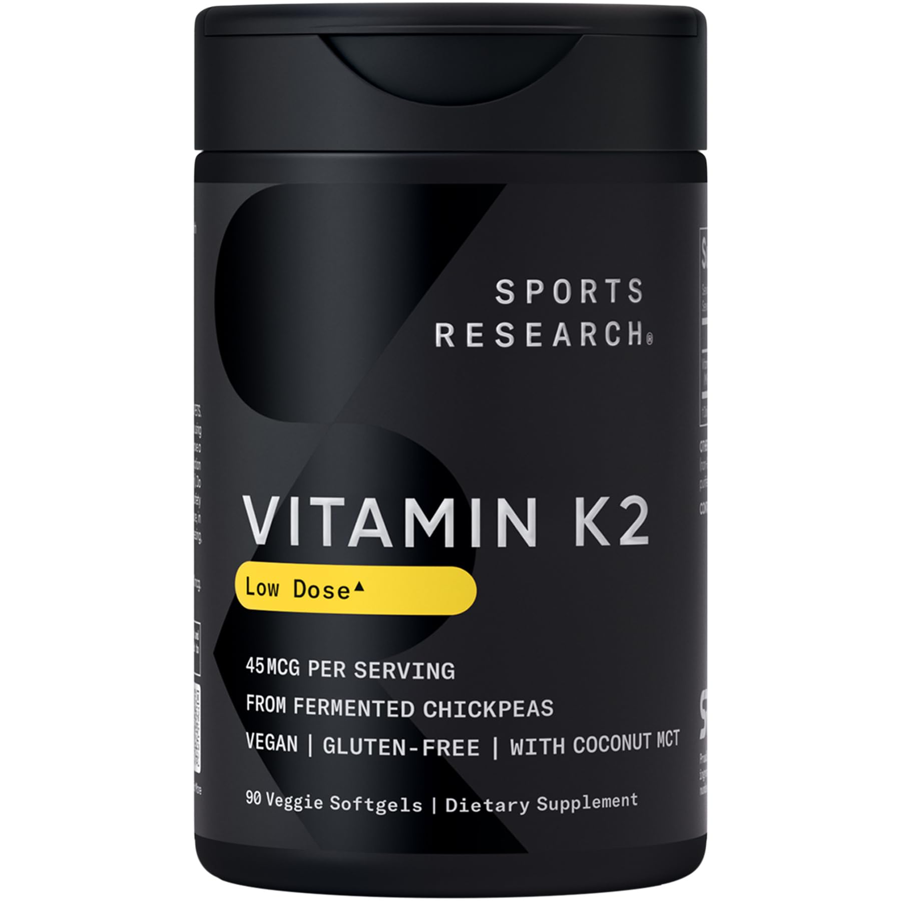 Sports Research® Vitamin K2 as MK-7 100mcg, 60 Count Plantgels™ | Supports Bone & Heart Health w/Highly Bioavailable MK-7 & Coconut MCT oil for Better Absorption · Plant-Based, Soy-Free