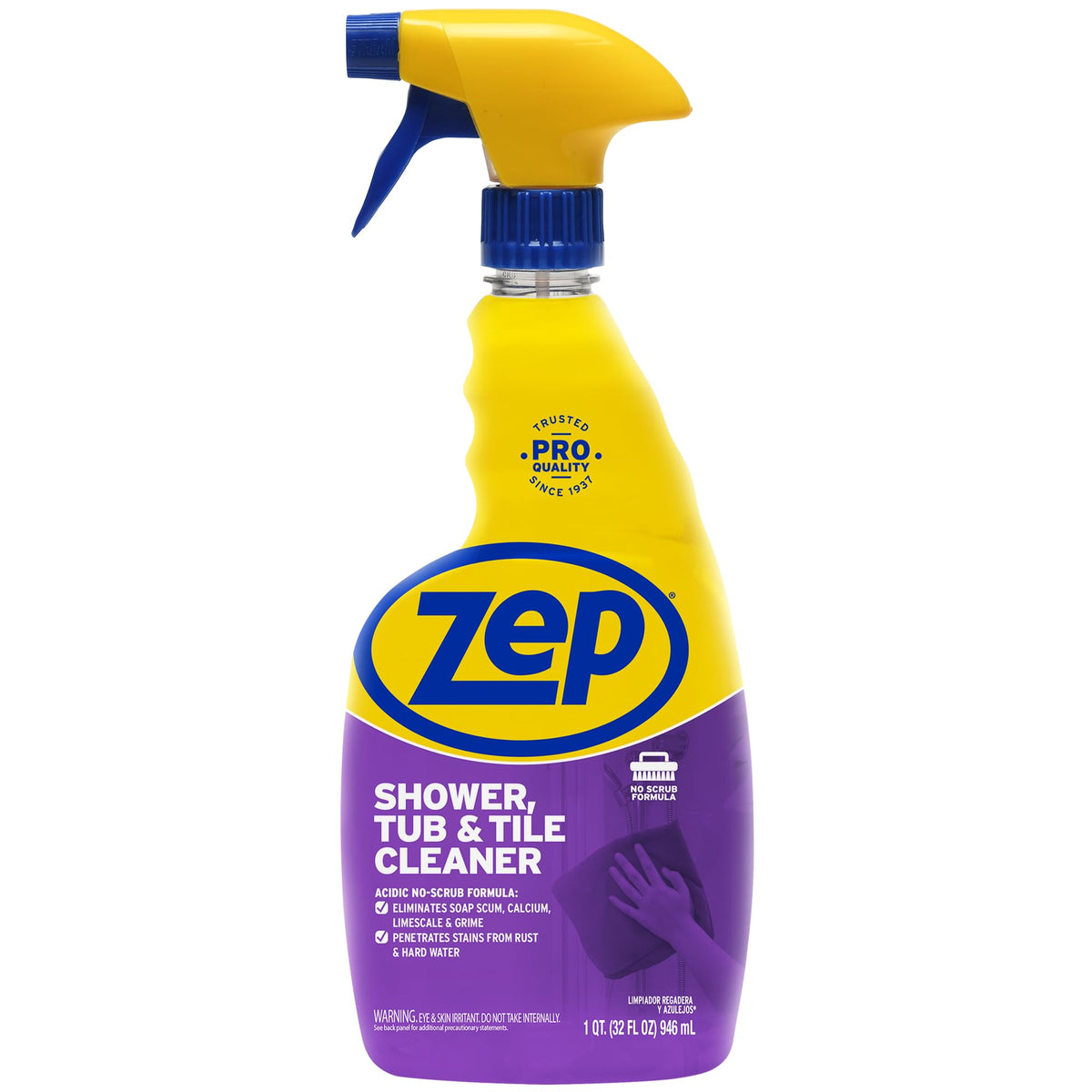 Zep Shower Tub and Tile Cleaner 32 oz ZUSTT32 (Case of 4) -Eliminates Hard Water Stains and limescale