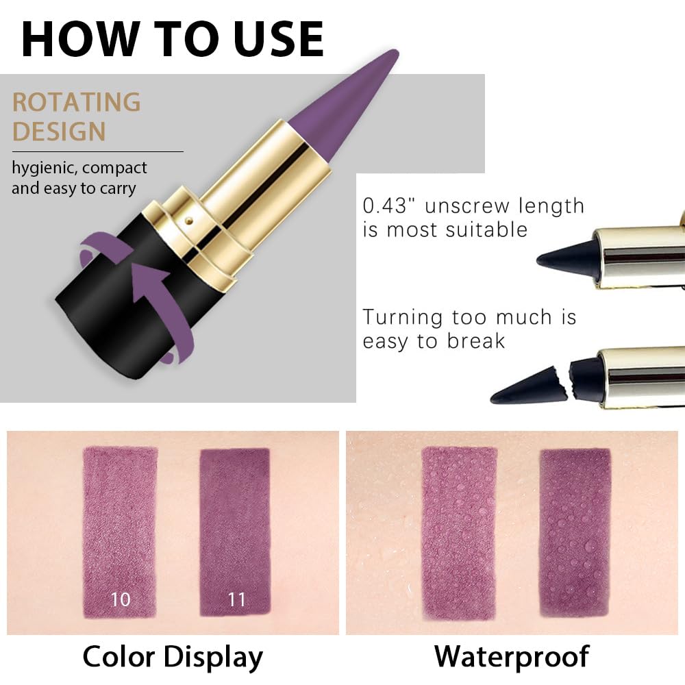 Kaely 2Pcs Gel Eyeliner Pencil set with rotating design, features vibrant colors, waterproof, and easy to use. Order online now!
