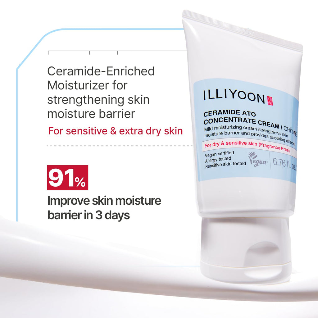 Buy now Illiyoon Ceramide Ato Concentrate Cream | Moisturizer for Dry & Sensitive Skin, 100hr Lasting Hydration, For Face & Body, Gentle for Infants, Moisture Barrier Repair, Vegan Certified, 6.76 fl.oz. at indiglob india