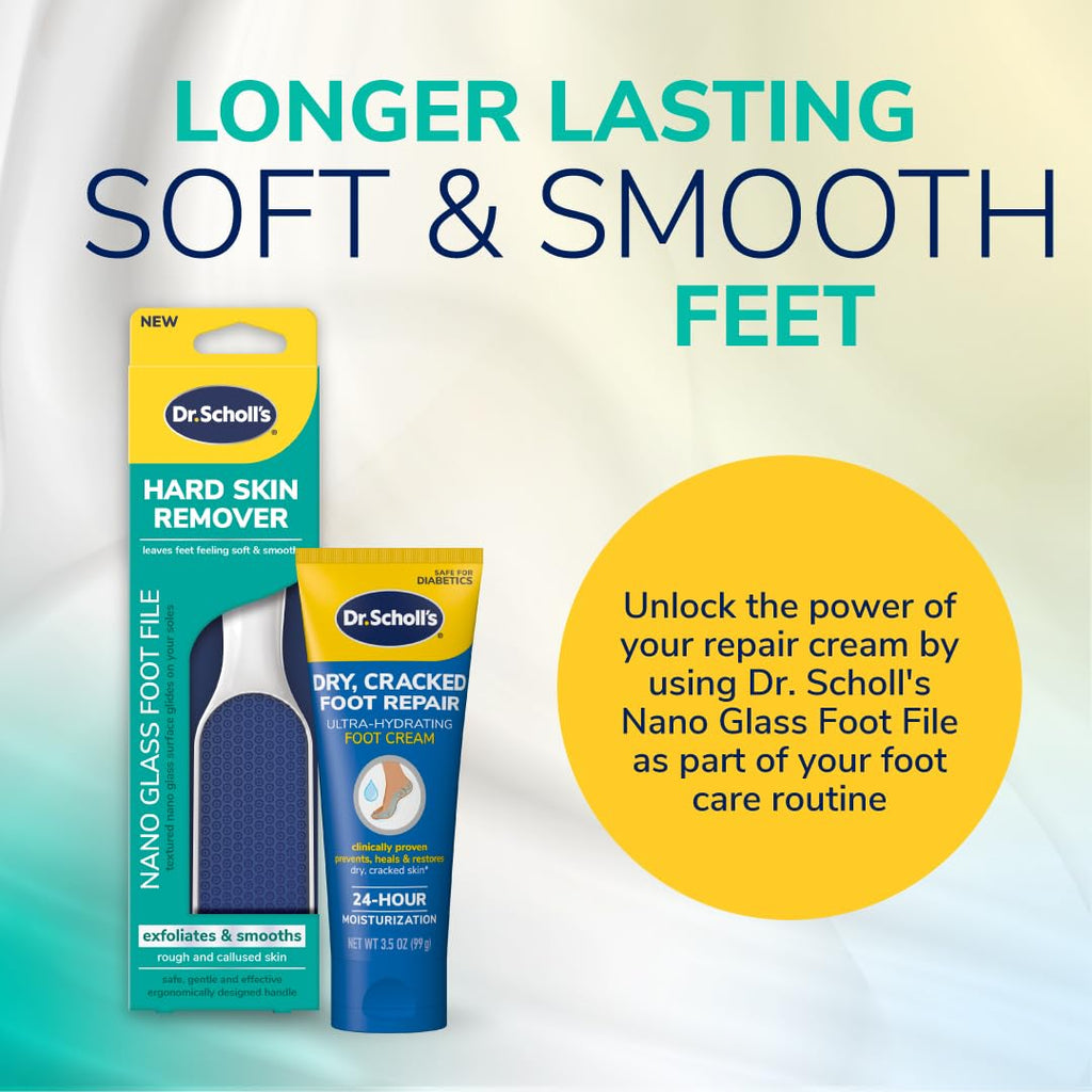 Dr. Scholl's Hard Skin Remover Nano Glass Foot File - Foot Callus Remover, Durable Foot Scrubber, Dead Skin Remover, Hygienic Pedicure Tool, Long Lasting Foot Buffer, Soft Smooth Feet