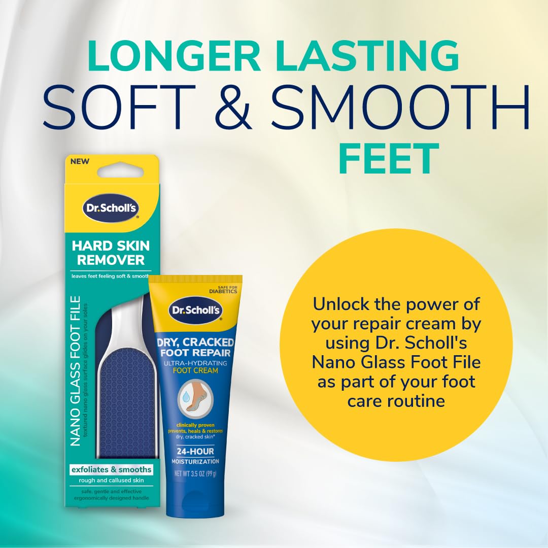 Dr. Scholl's Hard Skin Remover Nano Glass Foot File - Foot Callus Remover, Durable Foot Scrubber, Dead Skin Remover, Hygienic Pedicure Tool, Long Lasting Foot Buffer, Soft Smooth Feet