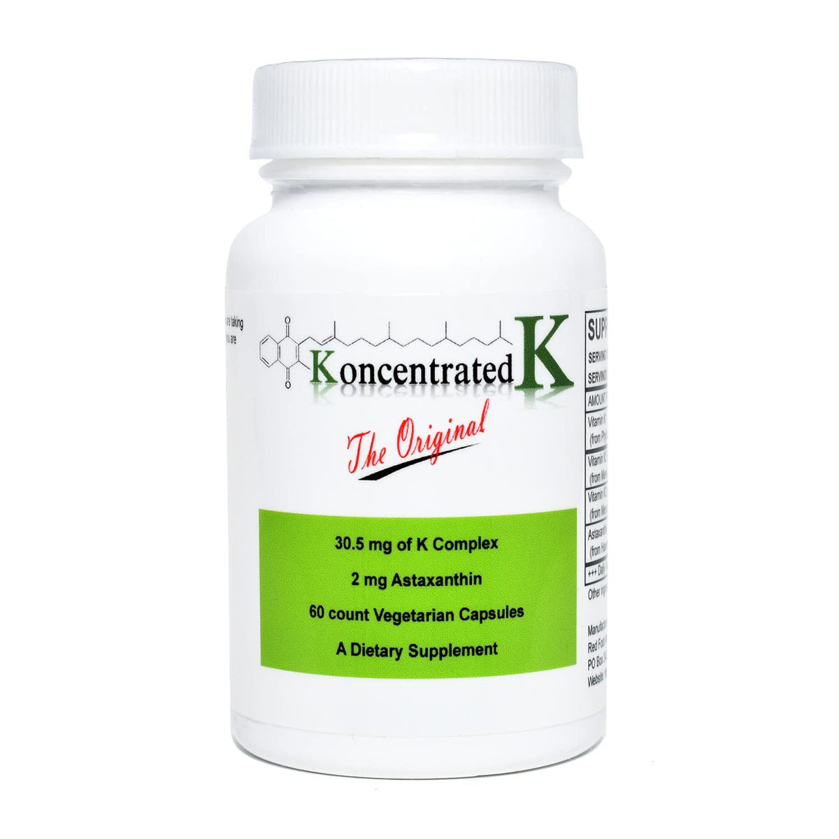 Koncentrated K- NSF Certified Sport, 30.5 MGS of Ks, 2 milligrams Astaxanthin