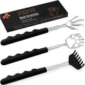 Yeipis 3 Pack Back Scratcher Metal Portable Telescoping with Rubber Handles, Extendable Back Massager Tool with Beautiful Box, White Elephant Stocking Stuffers Gifts for Men Women Christmas Presents