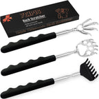 Yeipis 3 Pack Back Scratcher Metal Portable Telescoping with Rubber Handles, Extendable Back Massager Tool with Beautiful Box, White Elephant Stocking Stuffers Gifts for Men Women Christmas Presents