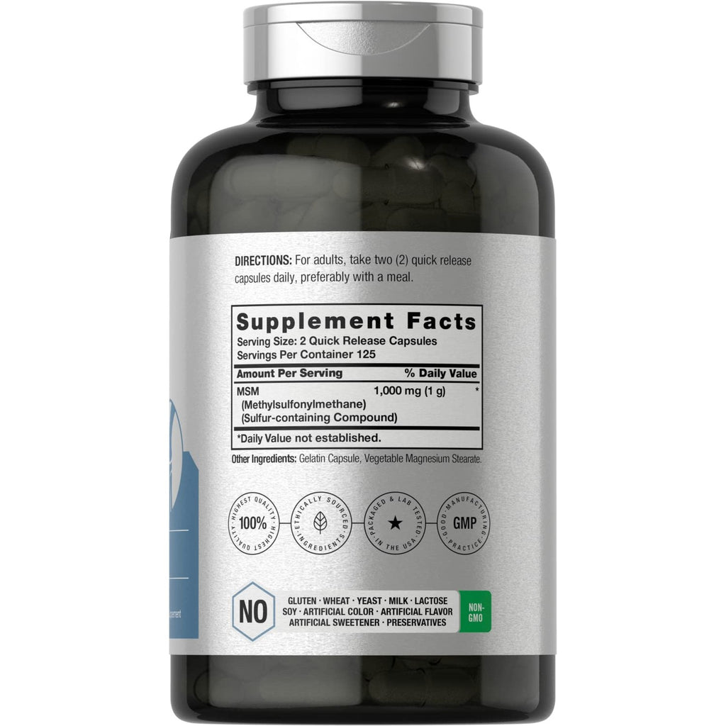 Horbäach MSM Supplement Capsules | 1000mg | 250 Count