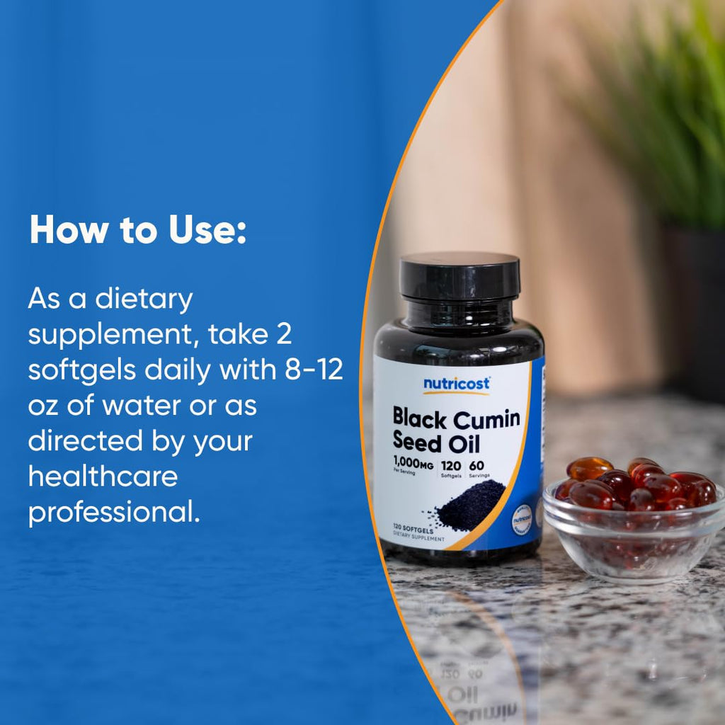 Nutricost Black Seed Oil (Cumin) 1000mg, 120 Softgels, 60 Servings
