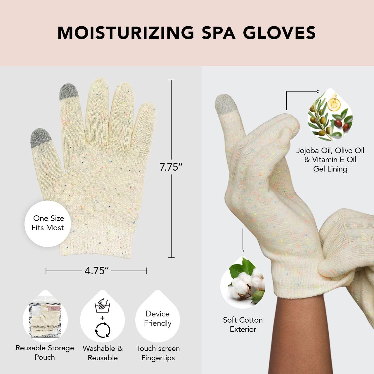 Buy now Kitsch Moisturizing Gloves Overnight for Dry Hands Treatment, for Women & Men | Soft Hydrating & Infused Gel Spa Gloves for Kids, One Size Fits Most, Washable & Reusable Pair at indiglob india