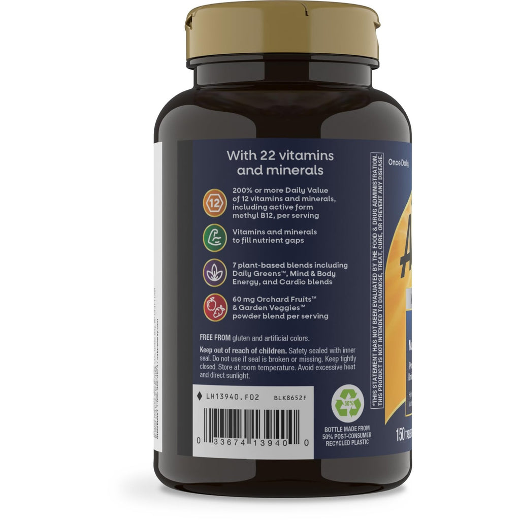 Nature's Way Alive! Men's 50 Plus Ultra Potency Multivitamin, 150 ct | Complete High Potency Formula with Vitamin D3, C, E, Methyl B12, Supports Cellular Energy, Heart, Brain, and Eye Health*