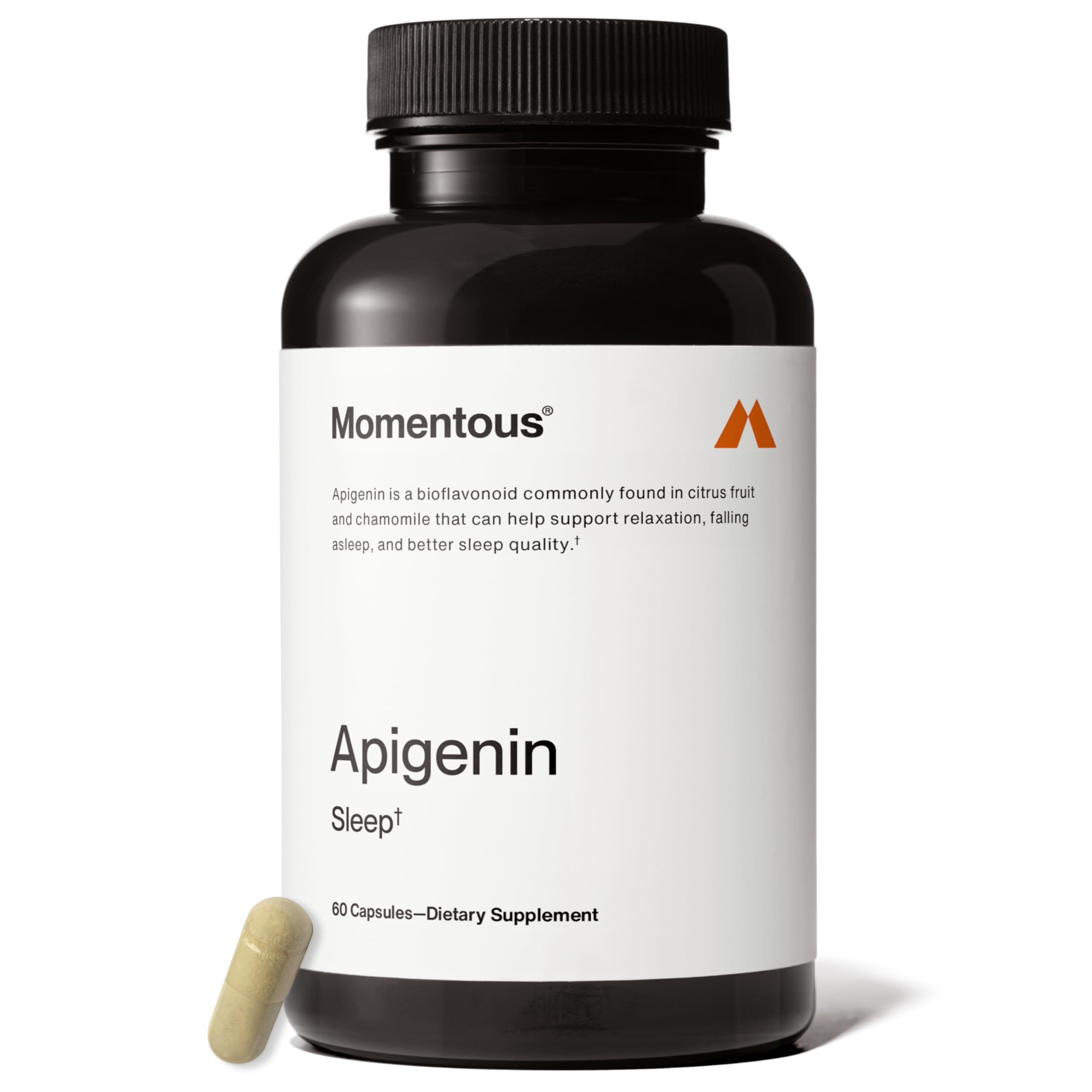 Momentous Apigenin Supplement Capsules, 50mg per Serving | Supports Sleep Quality & Relaxation, NSF Certified for Sport, Non-GMO & Gluten-Free, Cognitive Wellness Formula (60 Servings)