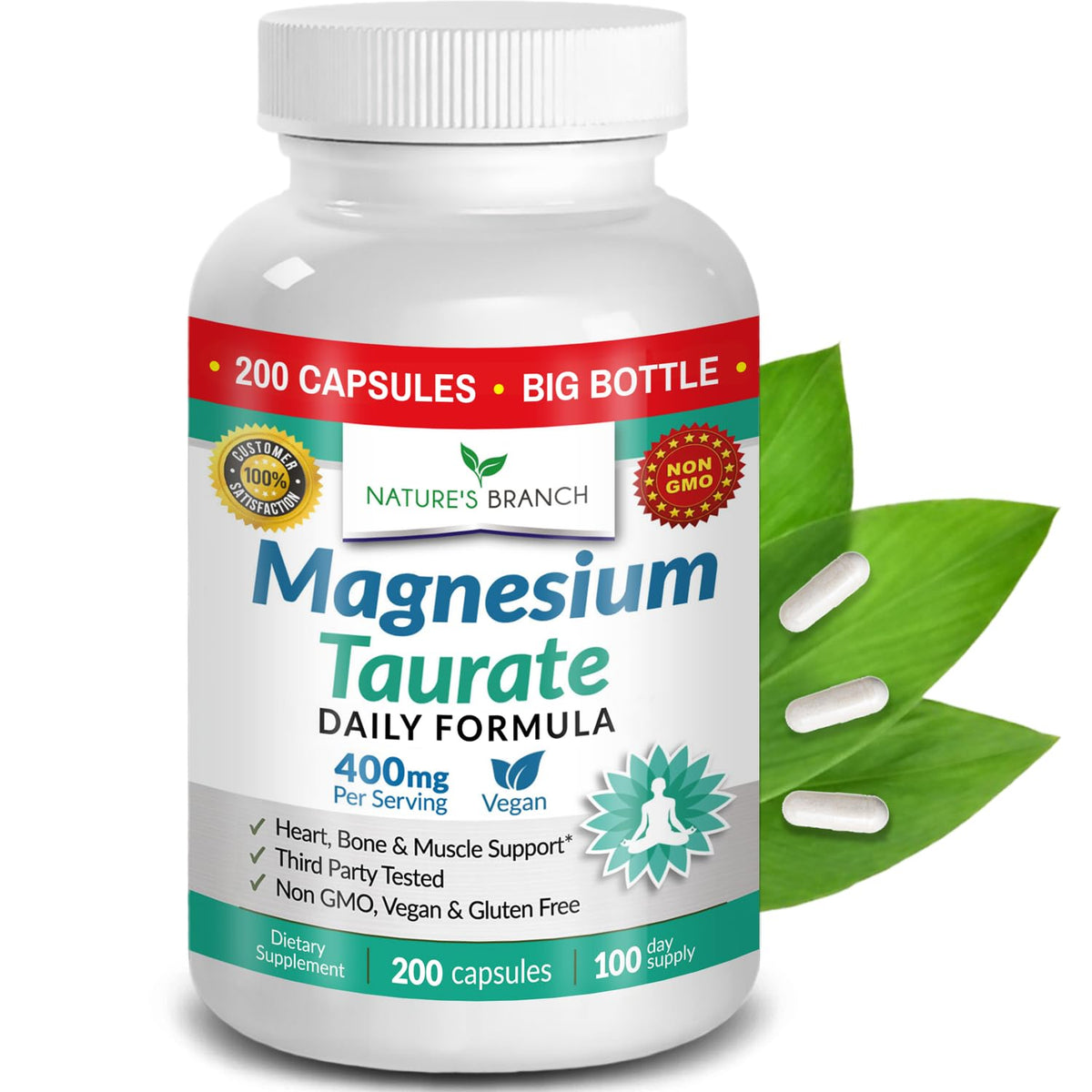 Magnesium Taurate 400mg – High Absorption for Sleep, Heart Health & Calm