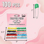 Mr. Pen- Diaper Pins, 2.2", 100 pcs, Stainless Steel, Plastic Head