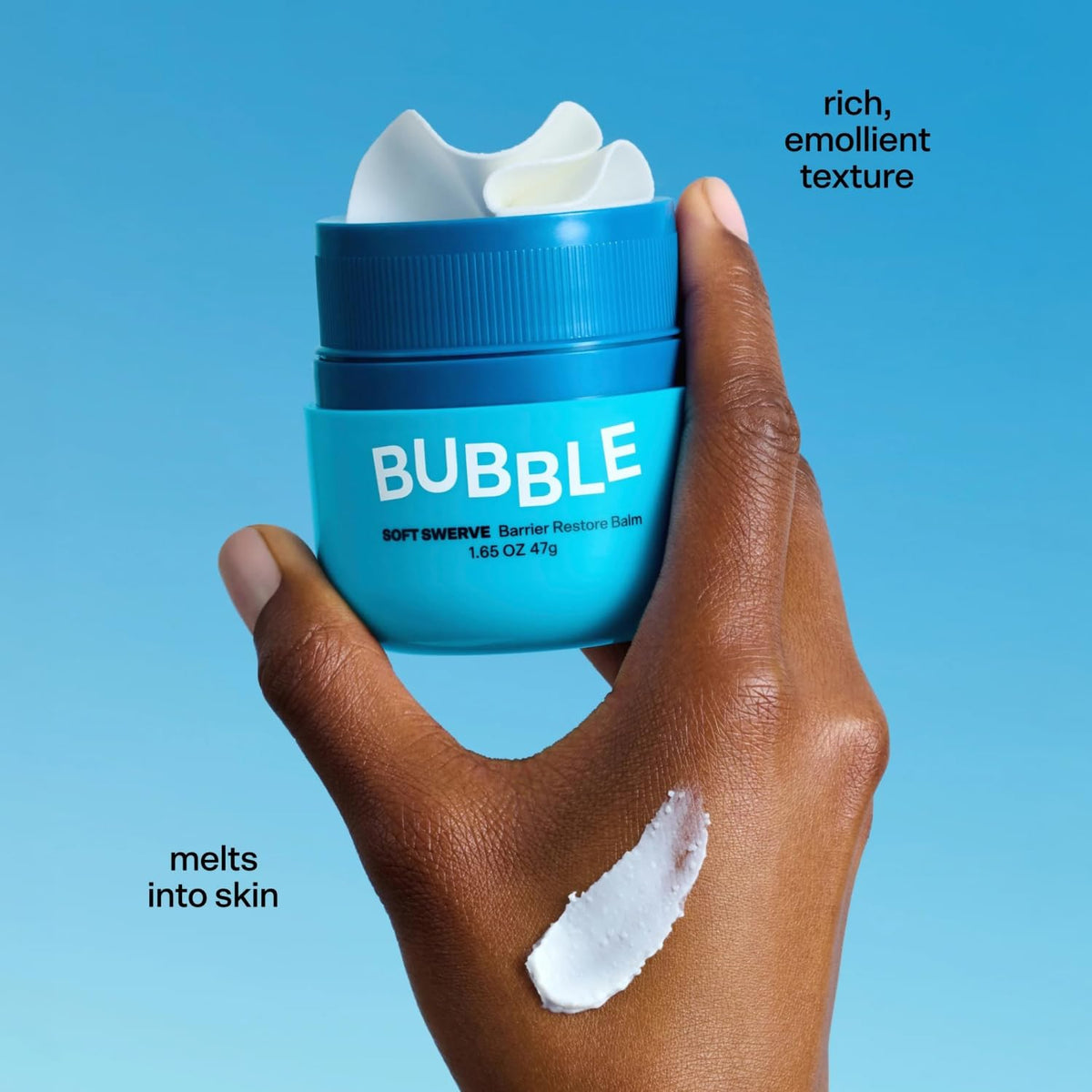 Bubble Skincare Soft Swerve Barrier Cream - Face Moisturizer for Dry Skin, Skin Barrier Repair Balm - Moisture-Sealing Face Balm with Squalane, Shea Butter, Ceramides, Niacinamide (47g)