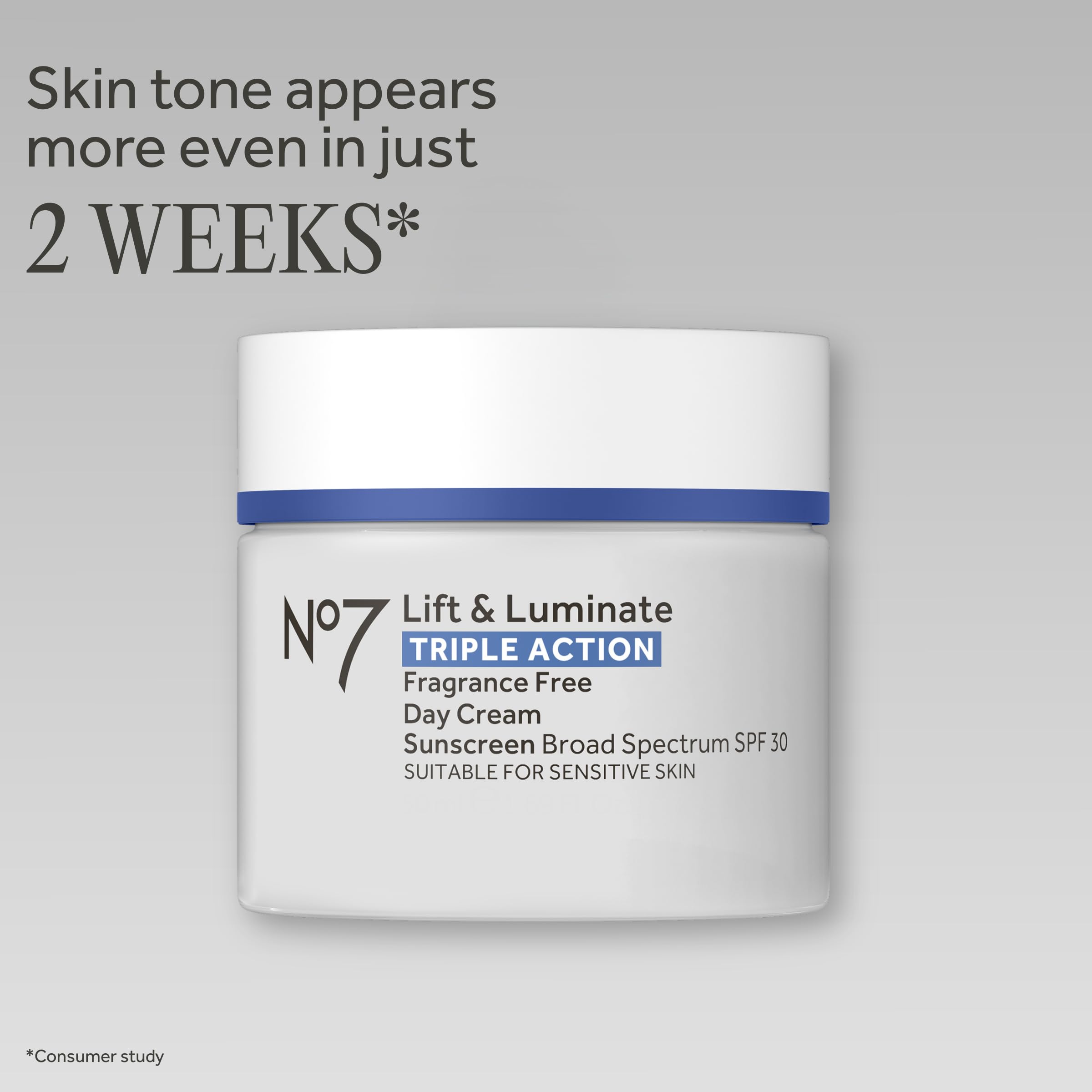 No7 Lift & Luminate Triple Action Face Cream with SPF 30, 1.69 oz | Fragrance Free Moisturizer, Anti Aging Collagen Peptides, Brightening Complex, Evens Skin Tone, Wrinkles Appear Reduced