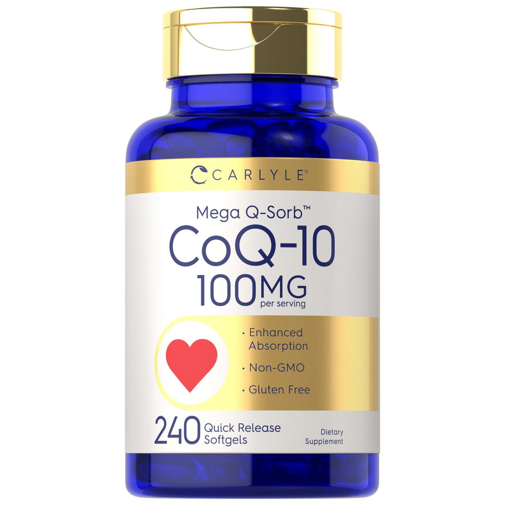 Carlyle CoQ10 100mg Softgels | 240 Count | Mega Q-Sorb Coenzyme Q-10