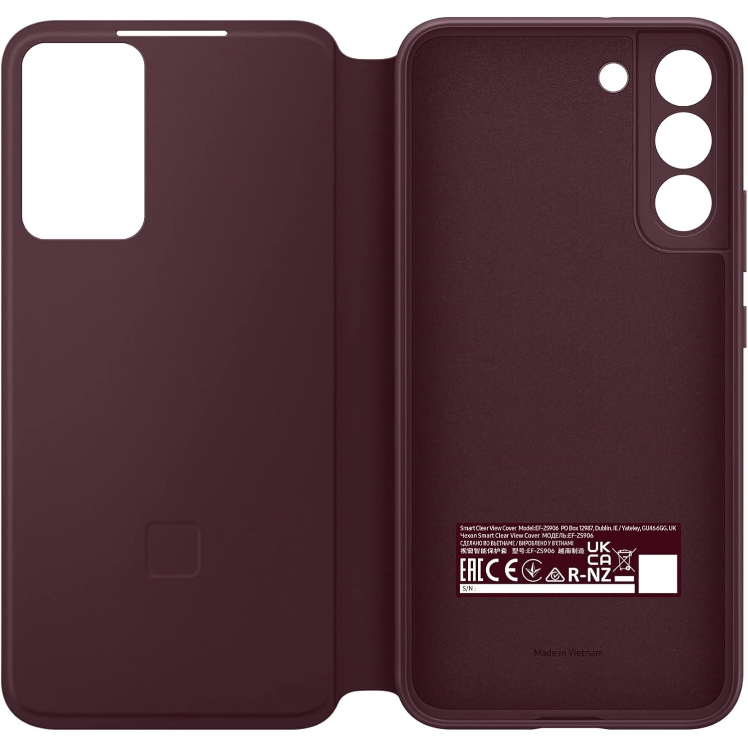 Buy now SAMSUNG Galaxy S22+ S-View Flip Cover, Protective Phone Case, Tap Control, Cutting Edge Design, US Version, Burgundy,EF-ZS906CEEGUS at indiglob india