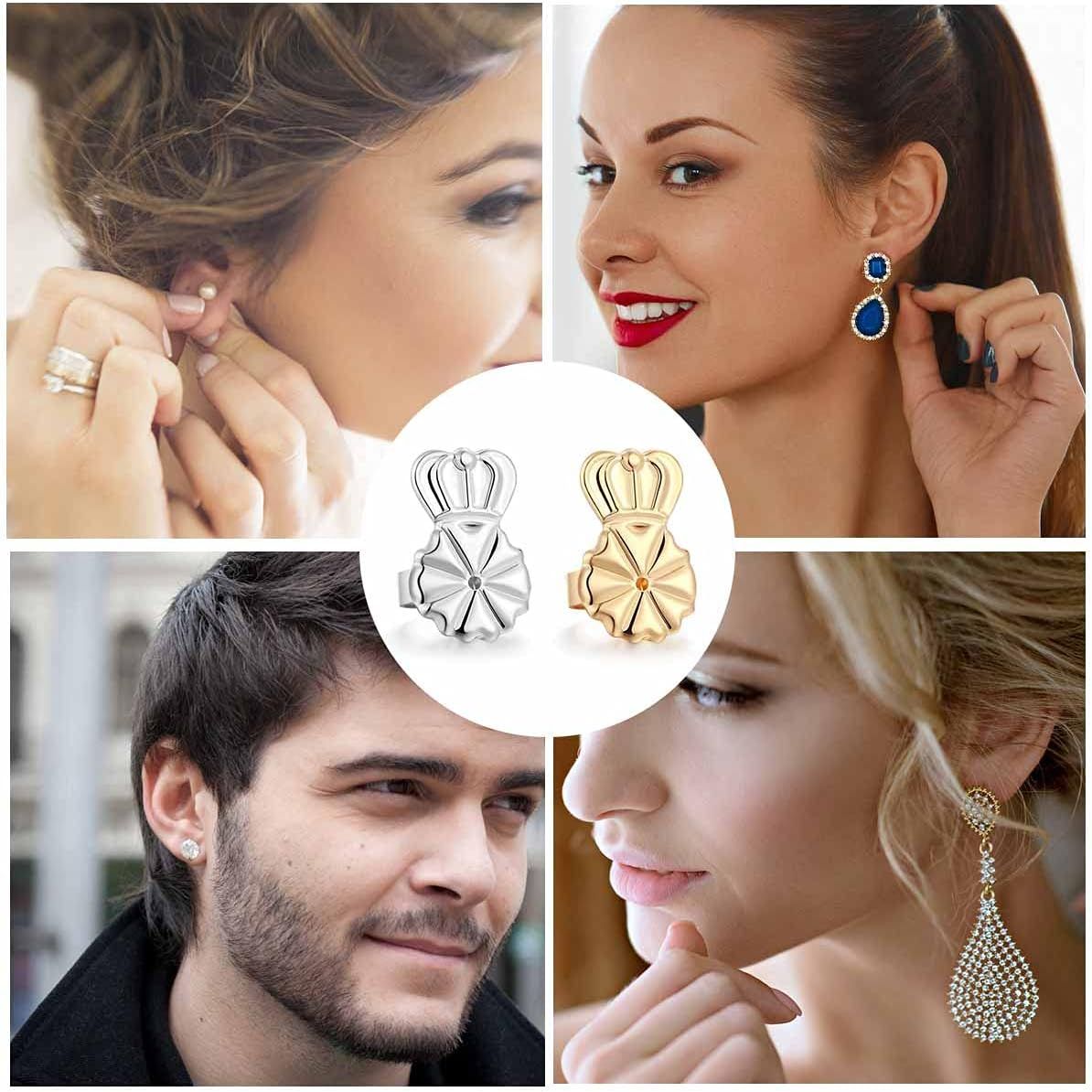 Buy now DELECOE Earring Lifters Hypoallergenic Earring Backs for Droopy Ears Adjustable 14K Gold Plated Secure Backs Repacements for Heavy Studs Droopy Earrings (Gold&Silver) at indiglob india
