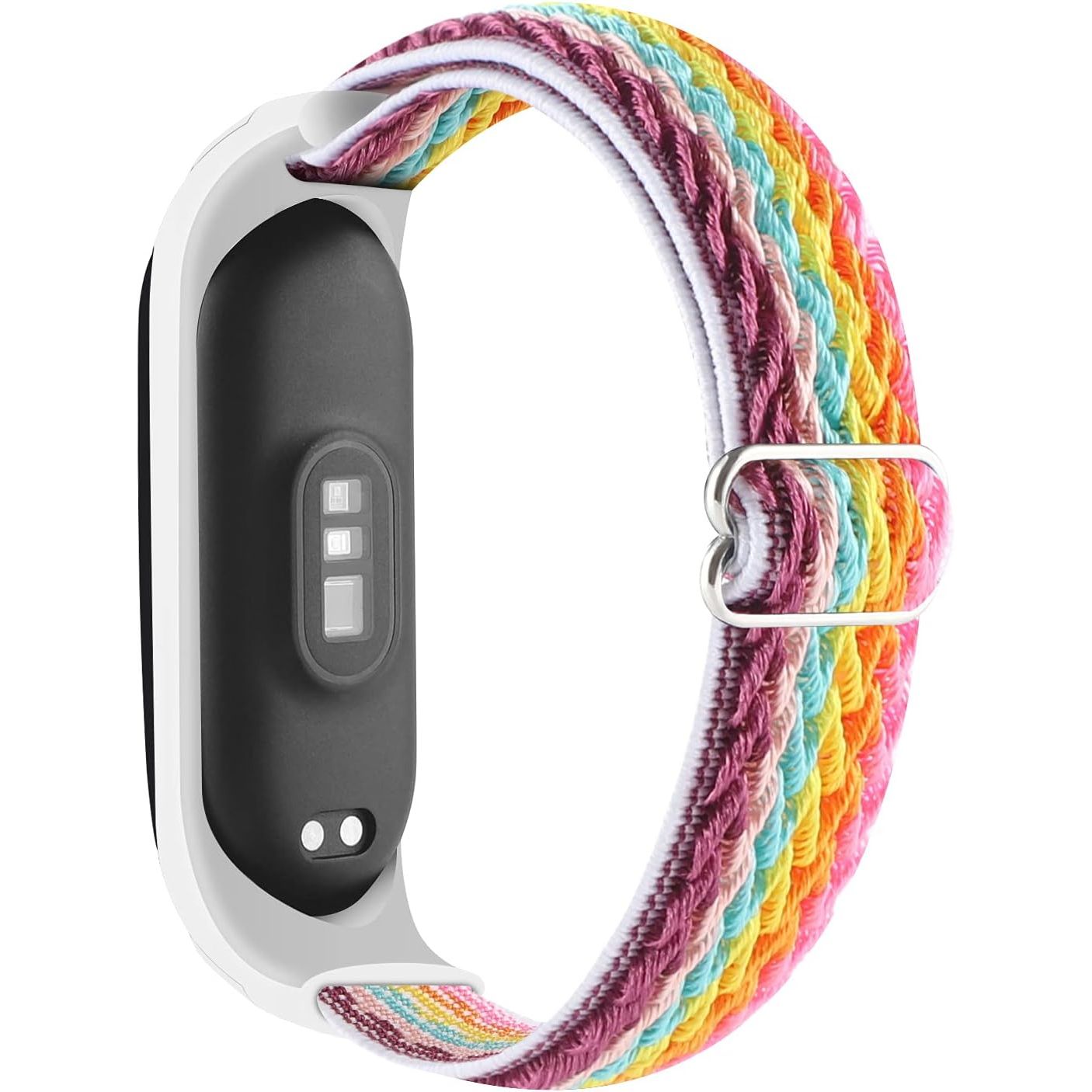 Buy now Adjustable Elastic Nylon Straps Compatible with Xiaomi Mi Band 6/Xiaomi Mi Band 5/Xiaomi Mi Band 4/Xiaomi Mi Band 3, Soft Breathable Sport Replacement Wristband for Women Men (Black) Colorful at indiglob india