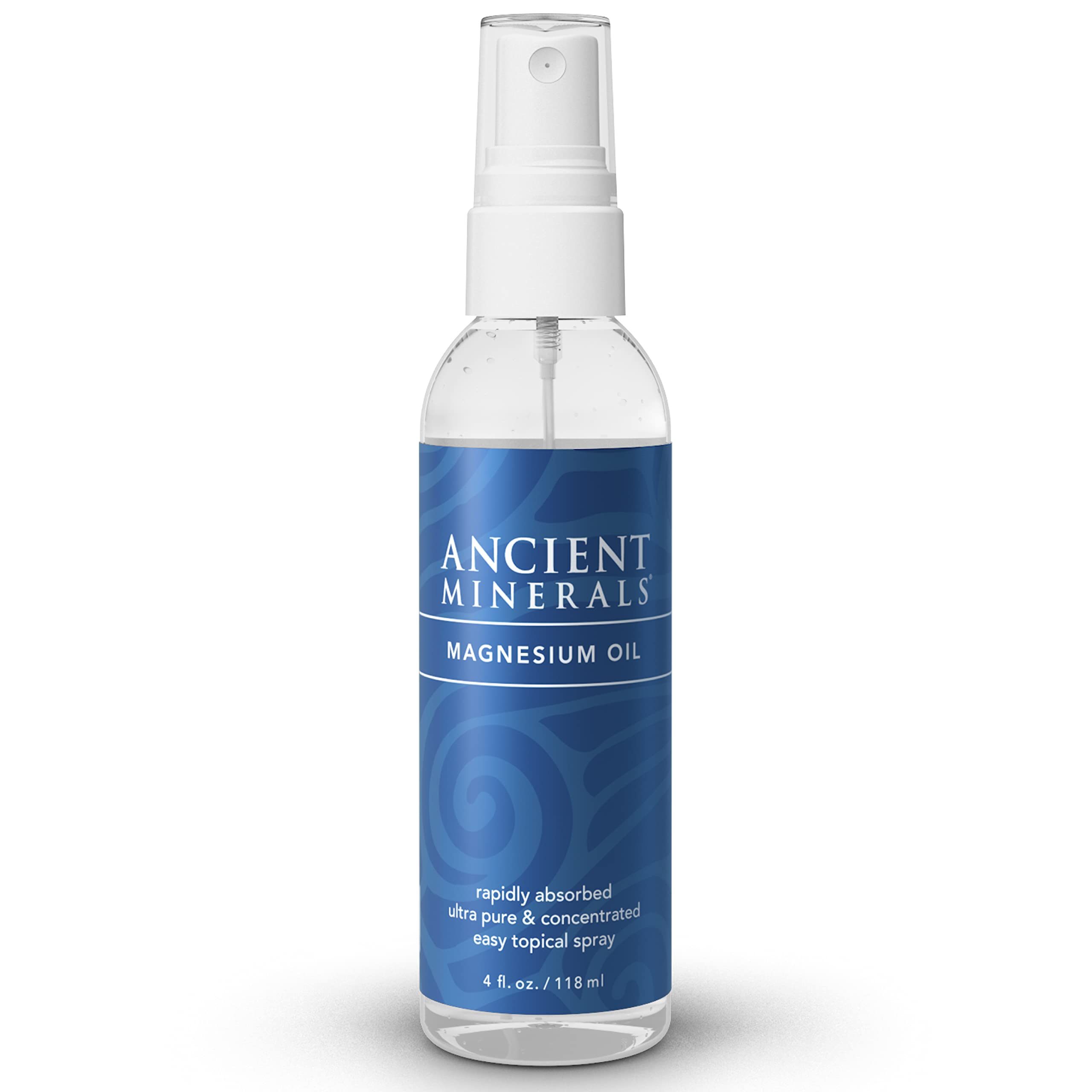 Ancient Minerals Magnesium Oil Spray, Zechstein Chloride, 8oz | Pure Zechstein magnesium chloride topical spray for skin. Fast-absorbing magnesium mist. 8 fl oz.