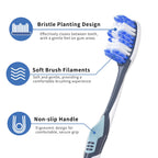 Medium Toothbrushes for Adults with Tongue Cleaner, Utilizing whitening Spiral Wave Brush bristles, it Effectively Cleans Coffee, Tea, and Smoke Stains, Gentle Rounded Tips（6 Pack）