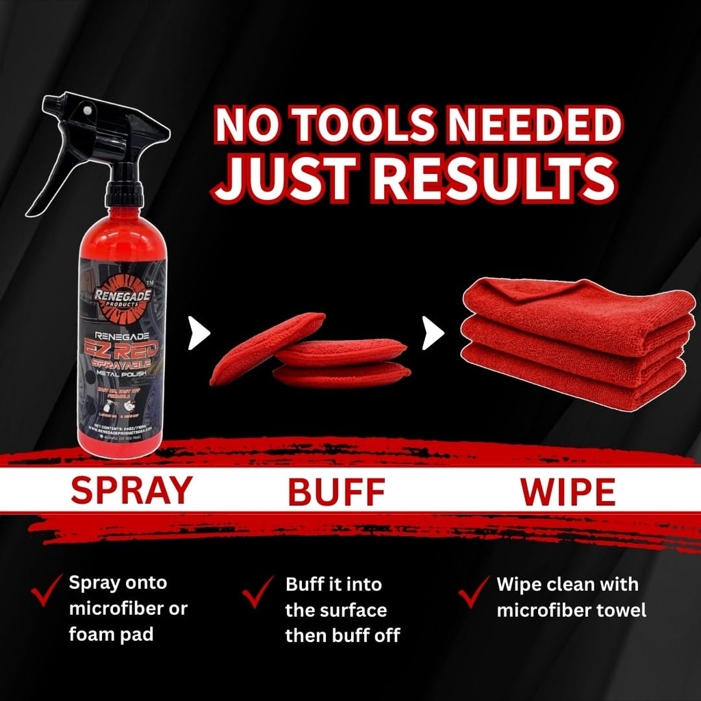 Renegade EZ Red Sprayable Metal Polish, Aluminum & Stainless Steel, 24 oz