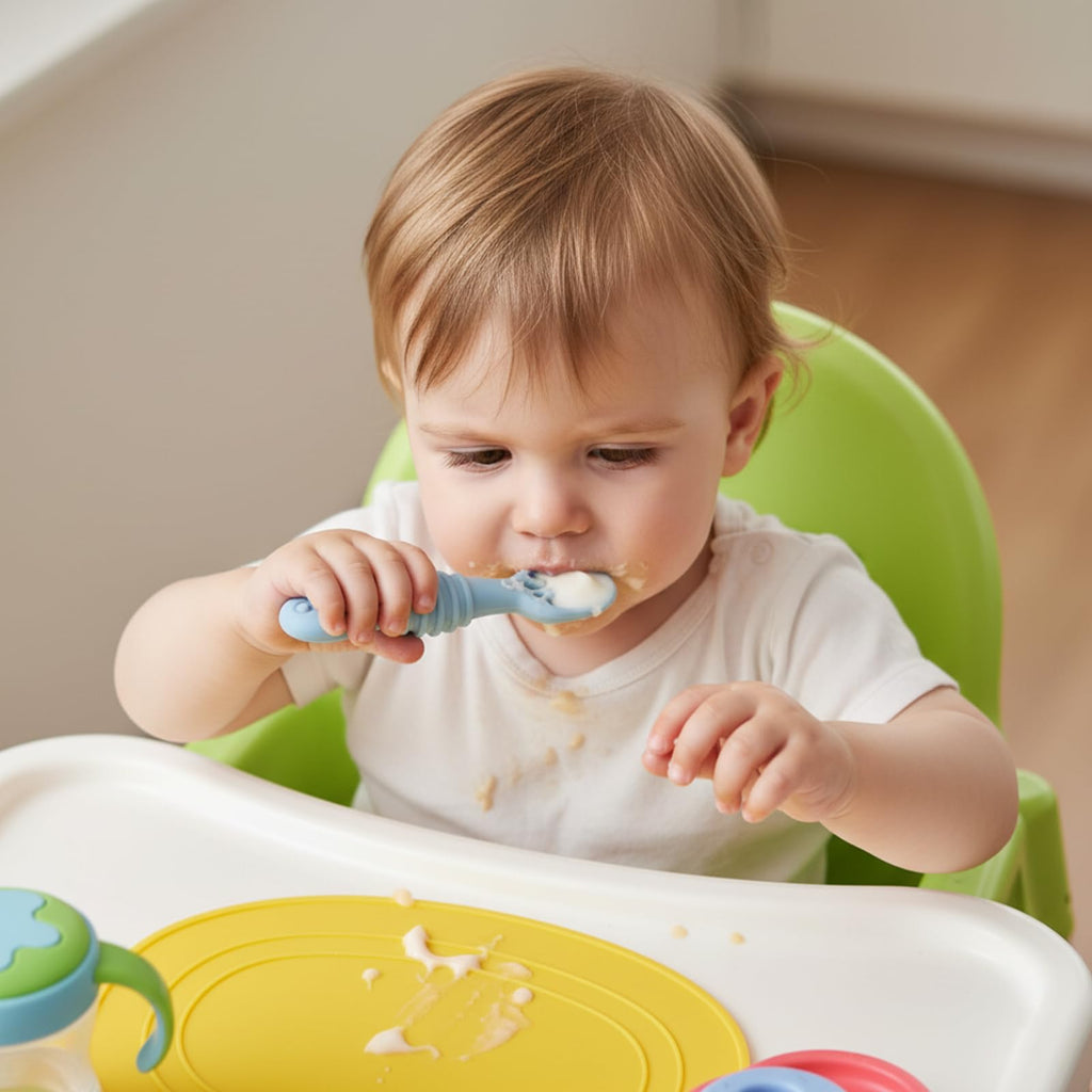PandaEar 6 Pack Silicone Baby Spoons, First Stage Self Feeding Utensils