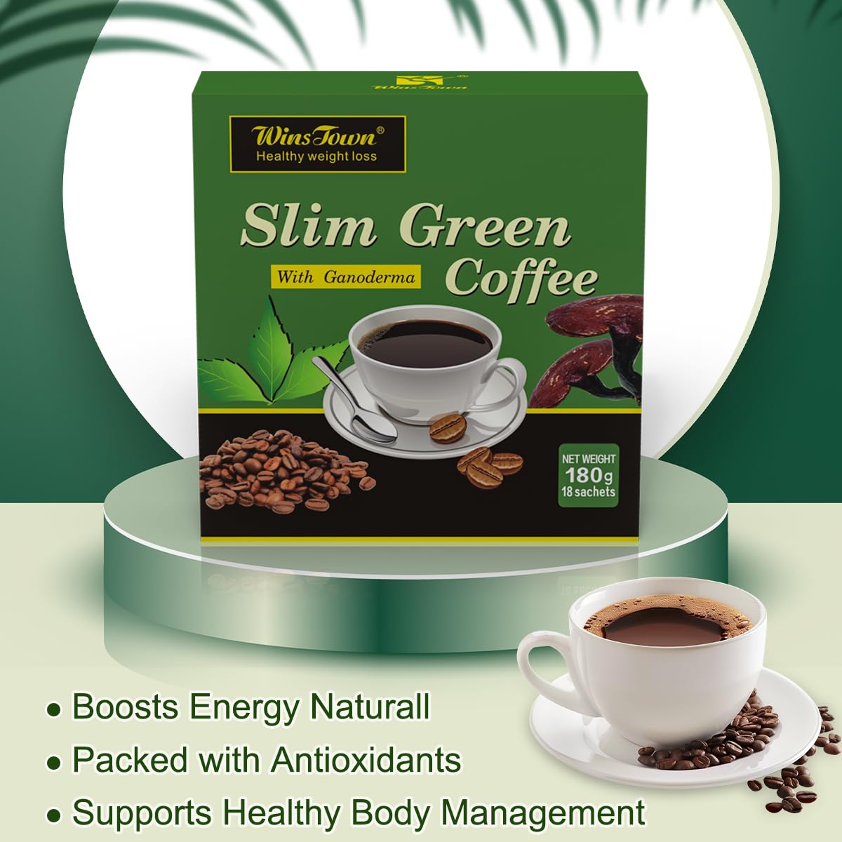 Green Coffee Bean Extract Powder, Slim Green Coffee, 18 Sachets