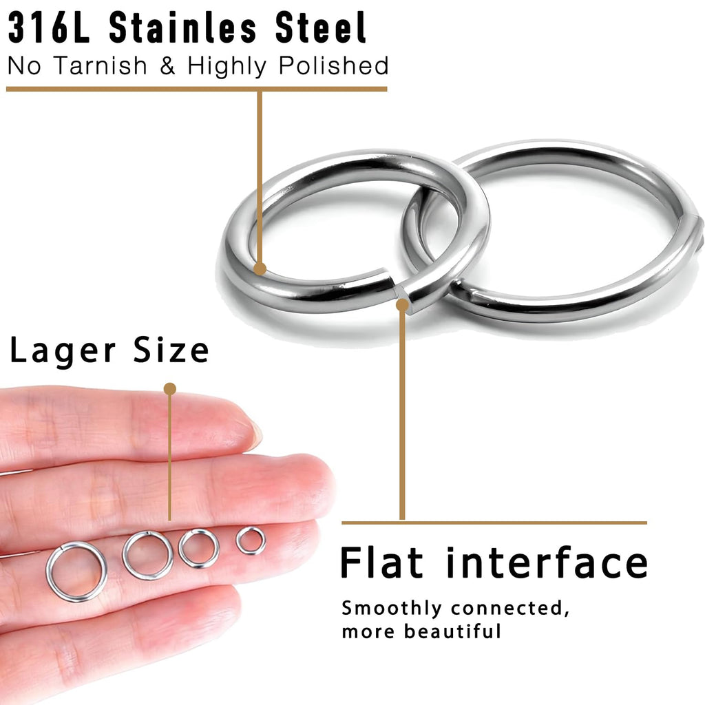 600PCs Large Heavy Duty Stainless Steel Jump Rings, Silver