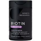 Sports Research® Biotin 10,000mcg w/Coconut Oil, 120 Count Plantgels™ | Max Strength Vegan Biotin (Vitamin B7) for Healthy Skin and Hair Support | Non-GMO, Gluten & Soy-Free, 120 Servings