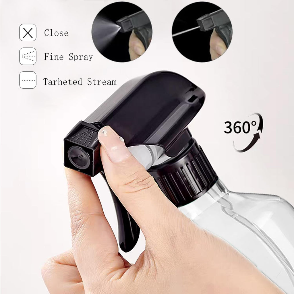2 Pack Leakproof Spray Bottles 300ml - Adjustable Nozzle (Mist/Jet), Refillable PET Plastic for Hair, Cleaning, Plants, Travel | BPA-Free, No-Spill Design, Salon & Home Essentials (Clear)