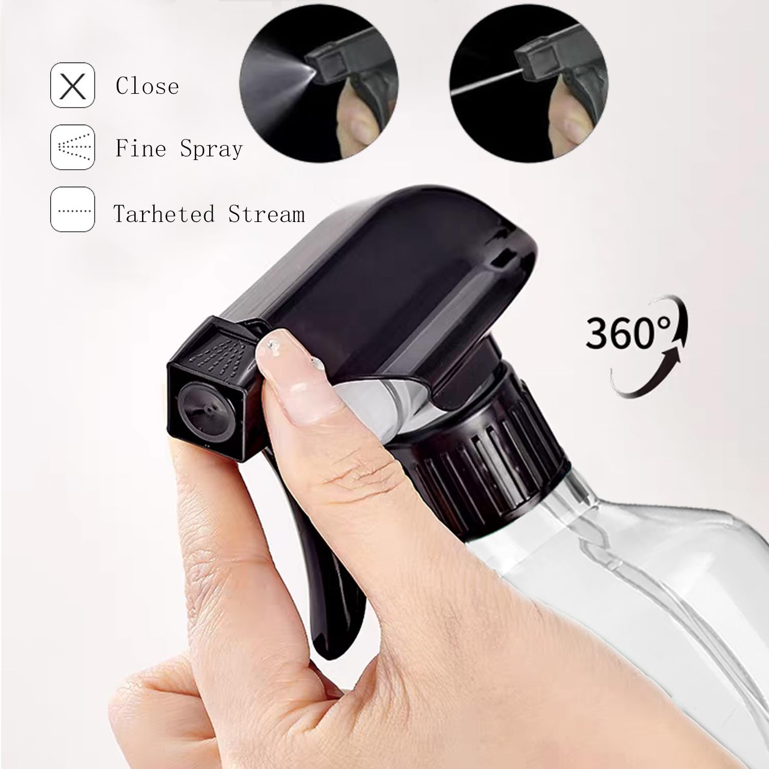 2 Pack Leakproof Spray Bottles 300ml - Adjustable Nozzle (Mist/Jet), Refillable PET Plastic for Hair, Cleaning, Plants, Travel | BPA-Free, No-Spill Design, Salon & Home Essentials (Clear)