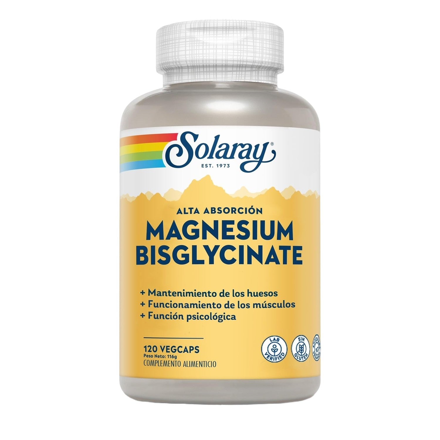 SOLARAY Enhanced Absorption Magnesium Glycinate 350 mg, 120 VegCaps | Muscle, Bone & Heart Support, Chelated Magnesium Bisglycinate with BioPerine, 30 Servings, Vegan, Lab Verified