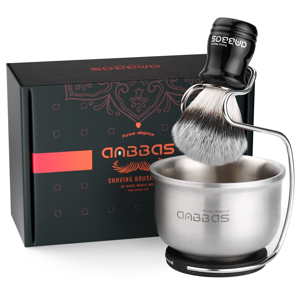 Buy now Anbbas Shaving Brush Synthetic Badger Hair Wood Handle,Stainless Steel Shaving Stand and Bowl,Perfect for Men Wet Shave Silver-upgraded at indiglob india