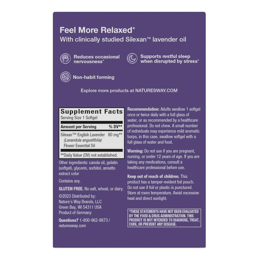 Nature's Way CalmAid Lavender Oil Supplement, Calm & Stress Support*, 90 ct | Clinically Studied Silexan Lavender Oil, Non-Drowsy, Daily Softgels, 3 Month Supply