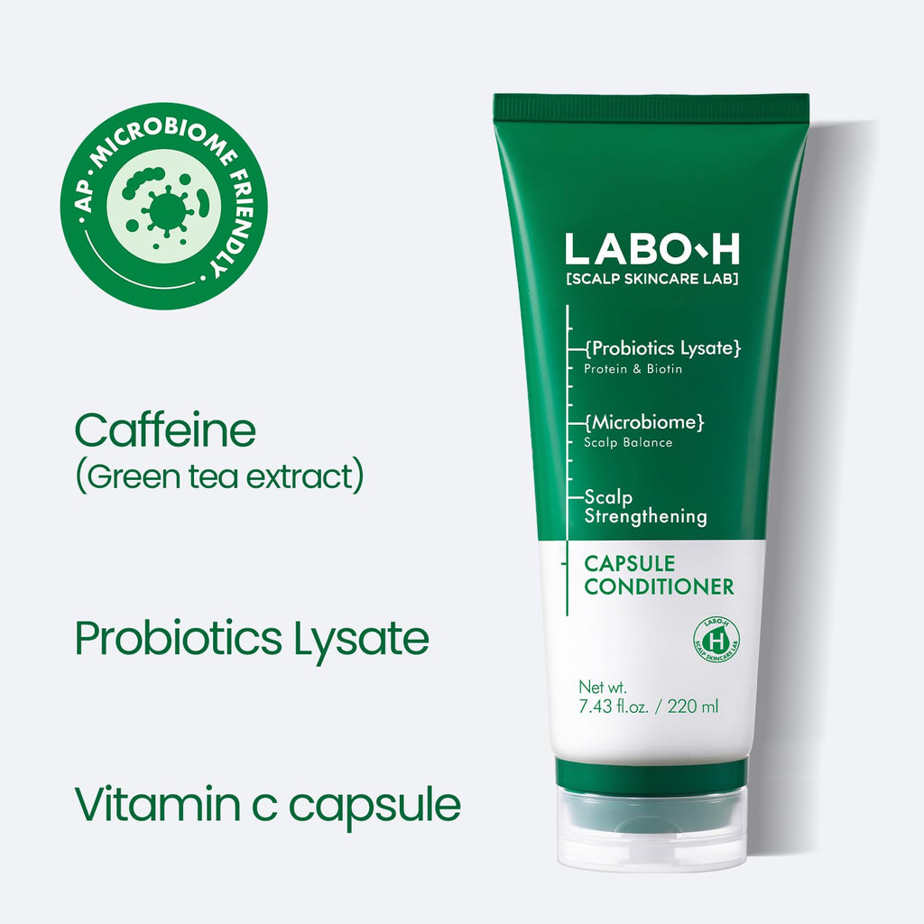 LABO.H Scalp Strengthening Capsule Conditioner for Hair Growth & Anti-Loss | Vegan Treatment with Vitamin C, Biotin, Caffeine and Rosemary Oil, Instant Softening & Nourishing, Korean, 7.43 Fl. oz.