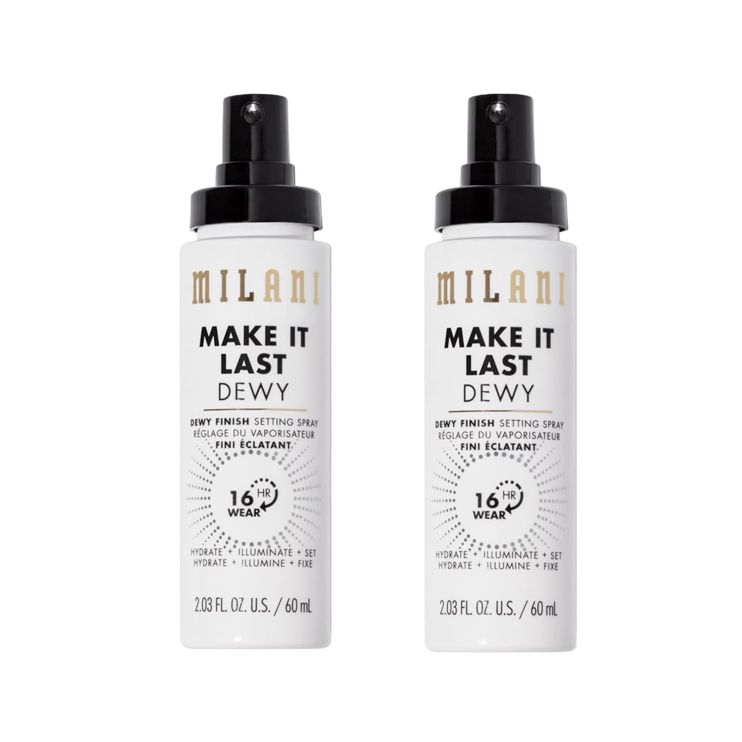 Buy now Milani Make It Dewy Setting Spray 3 in 1- Hydrate + Illuminate + Set (2.03 Fl. Oz.) Makeup Finishing Spray - Makeup Primer & Hydrating Setting Spray 2 Pack Dewy at indiglob india