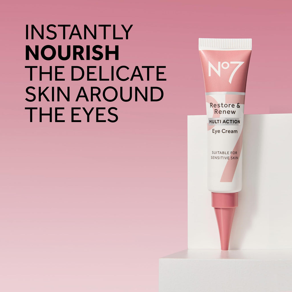 Buy now No7 Restore & Renew Multi Action Eye Cream - Skin Renewing Under Eye Cream for Puffiness & Dark Circles - Moisturizing Formula for Wrinkles (15ml) at indiglob india
