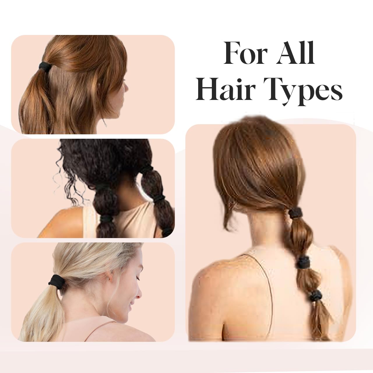 Buy now Kitsch Black Hair Ties No Damage - Strong, Stretchy Hair Bands | Soft Nylon Ponytail Holders, Snag-Free Rubber Bands, Perfect for Updos & Braids | Ideal Gifts for Women - Black, 6pcs at indiglob india