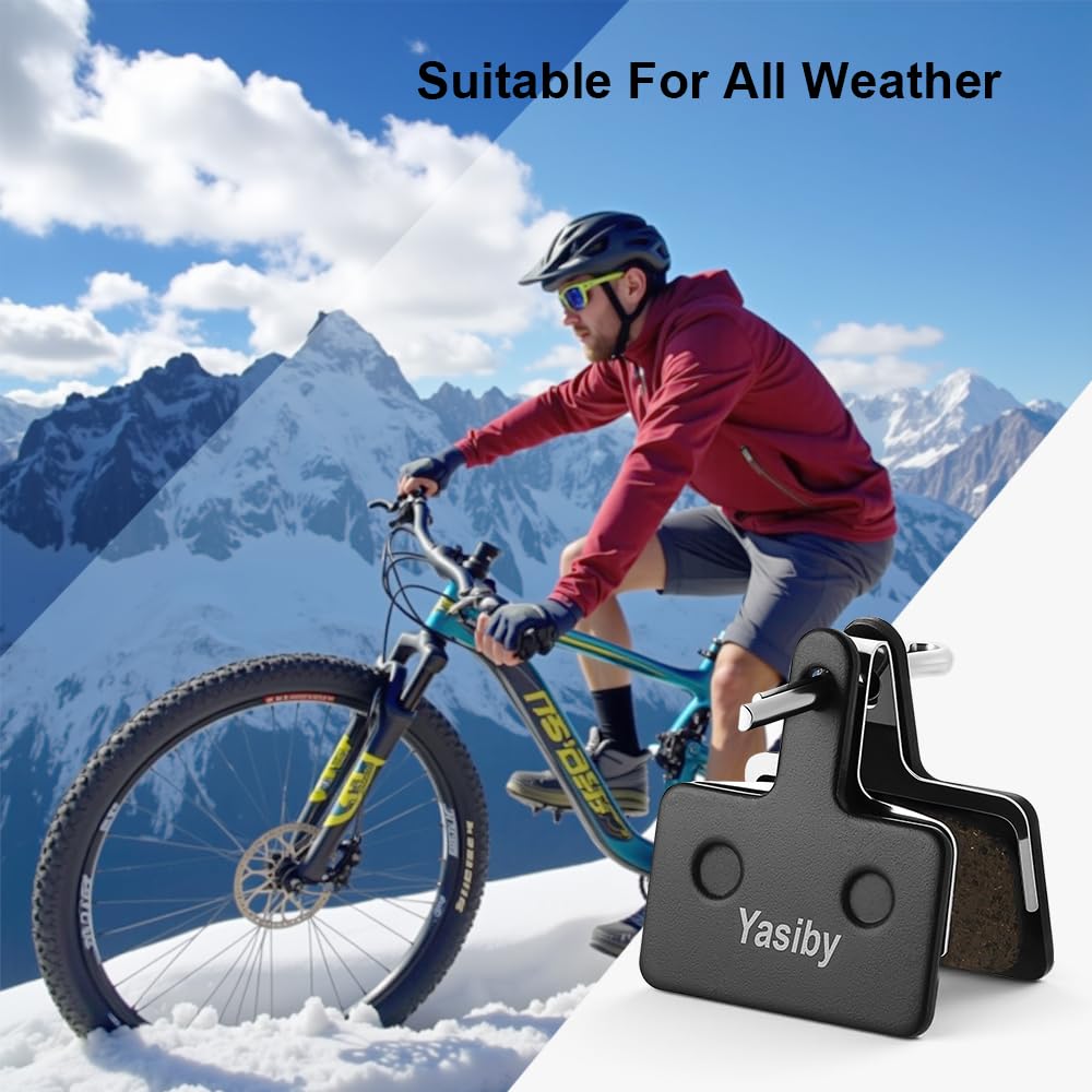 Bike Brake Pads, 4 Pairs Disc Brake Pads High-Performance with Installation Tools, Premium Semi-Metallic & Organic Resin MTB Bicycle Brake Pads Replacement Compatible with TRP Tektro Shimano Deore Br