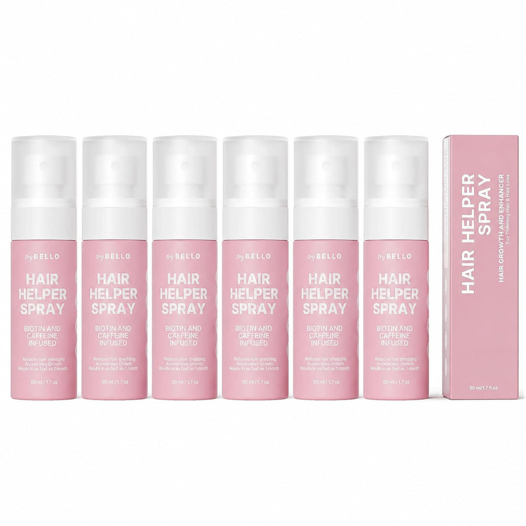 Hair Helper Spray | DHT Blocker Hair Growth Serum with Biotin | & Castor Oil, Caffeine | Topical for Thicker, Fuller Strands | Anti Thinning, Vegan, Cruelty-Free Formula | 6 Pack