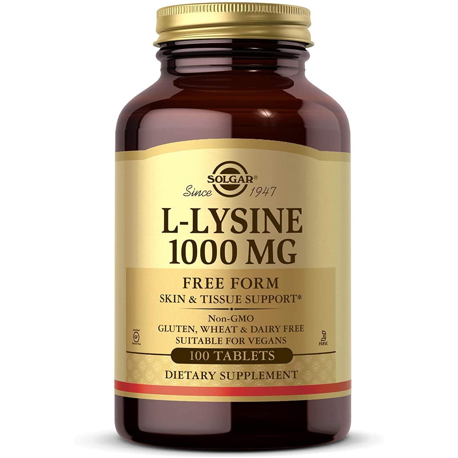 Solgar L-Lysine 1000 mg, 250 Tablets - Enhanced Absorption and Assimilation - Promotes Integrity of Skin and Lips - Collagen Support - Amino Acids - Non-GMO, Vegan, Gluten Free - 250 Servings
