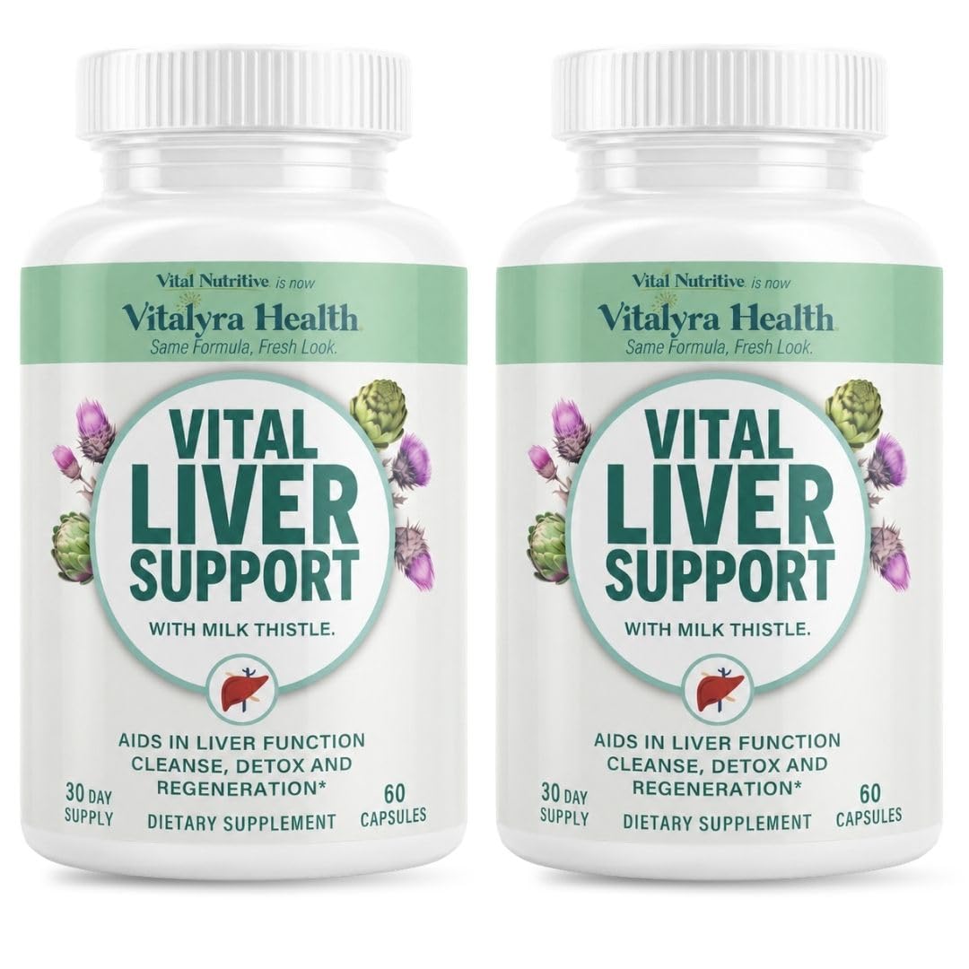VITAL NUTRITIVE Milk Thistle Liver Support Supplement - Silymarin | 9-in-1 liver support formula with organic milk thistle (silymarin). Non-GMO, gluten-free. 30-day supply.