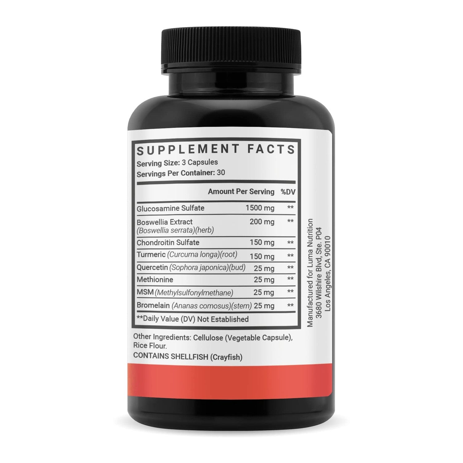 Luma Nutrition Glucosamine Chondroitin MSM Supplement - 90 Capsules