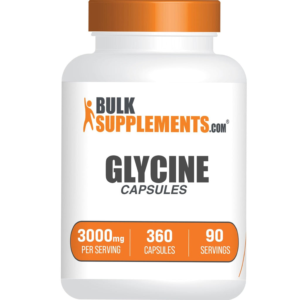 BulkSupplements.com Glycine Capsules - Amino Acid Supplement, 3000mg - Gluten Free, 4 Capsules per Serving, 360 Count (Pack of 1)