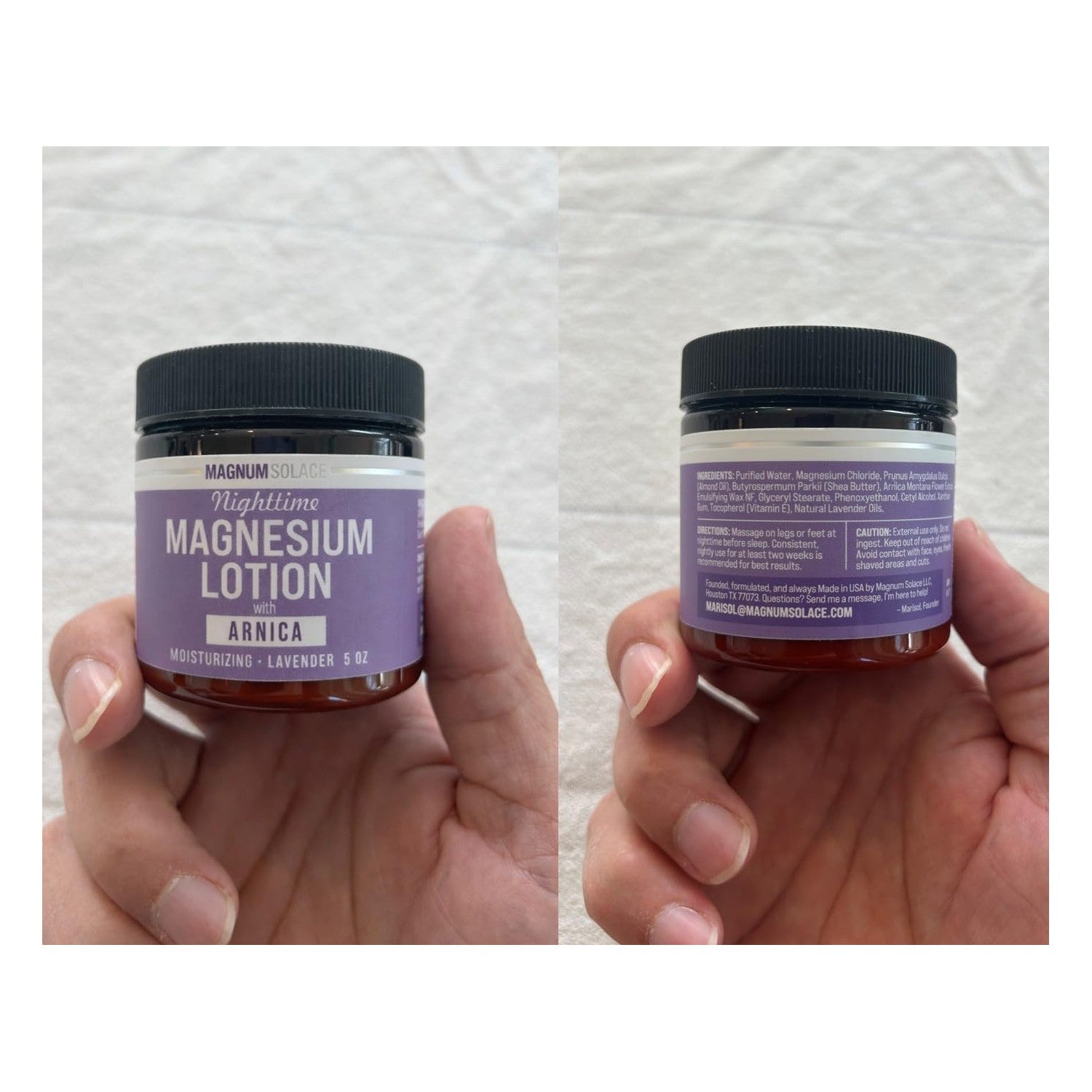 Magnum Solace Nighttime Magnesium Lotion with Arnica – Highly Concentrated Magnesium for Muscles & Joints – Apply to Legs or Feet Before Bed – Skin-Friendly