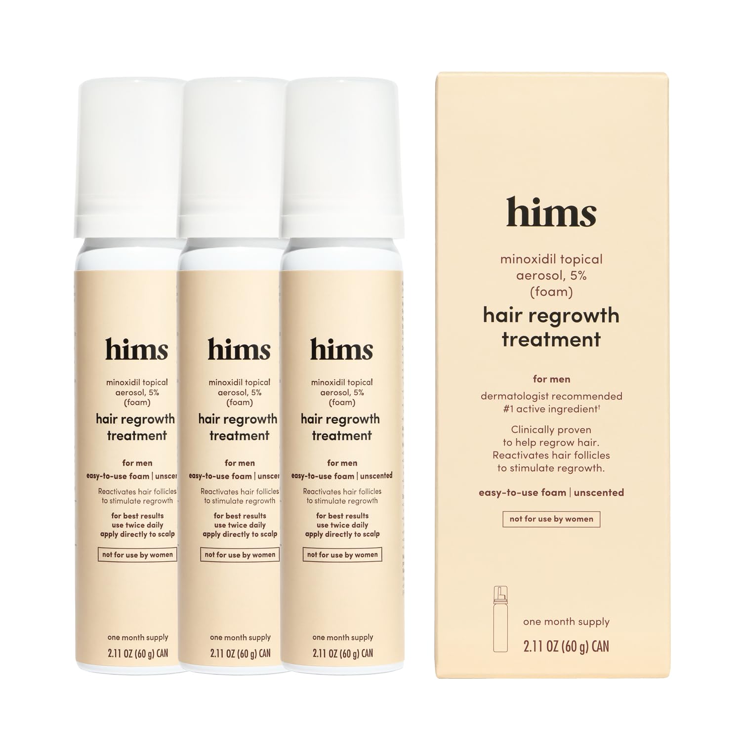 hims Topical Minoxidil Solution 5%, Extra Strength, 2 Pack, 2 Month Supply | Extra Strength Hair Growth Treatment for Men, Reduce Hair Loss, Unscented, 2 fl oz per Bottle