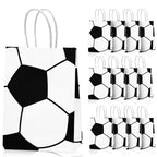 Leezmark 12 Pcs Soccer Party Favor Bags, Soccer Themed Party Gift Bags with Handles, Paper Gift Bags Soccer Goodie Bags Treat Candy Bags for Kids Adults Soccer Party Supplies