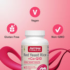 Jarrow Formulas Red Yeast Rice 1200 mg & CoQ10 100 mg Per Serving - 120 Veggie Caps, 60 Servings - Herbal Heart Health Dietary Supplement - Supports Cellular Health - Vegan (Pack of 2)