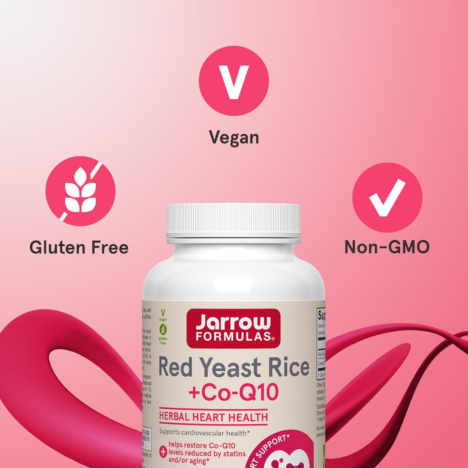 Jarrow Formulas Red Yeast Rice 1200 mg & CoQ10 100 mg Per Serving - 120 Veggie Caps, 60 Servings - Herbal Heart Health Dietary Supplement - Supports Cellular Health - Vegan (Pack of 2)