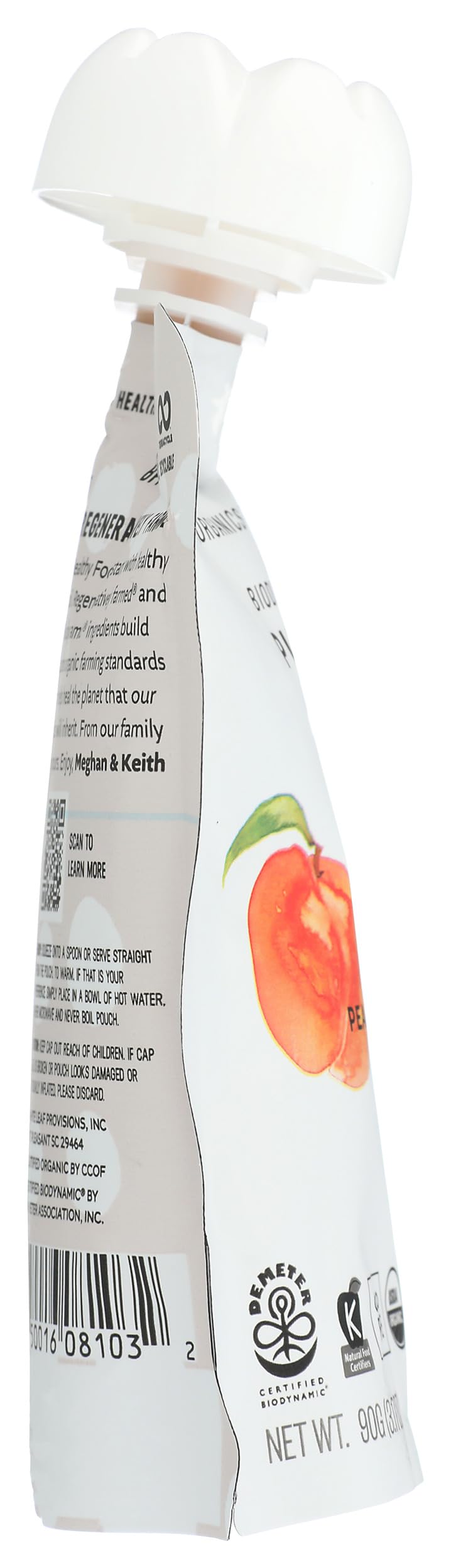 White Leaf Provisions, Baby Food Peach Oat Organic, 3.17 Ounce